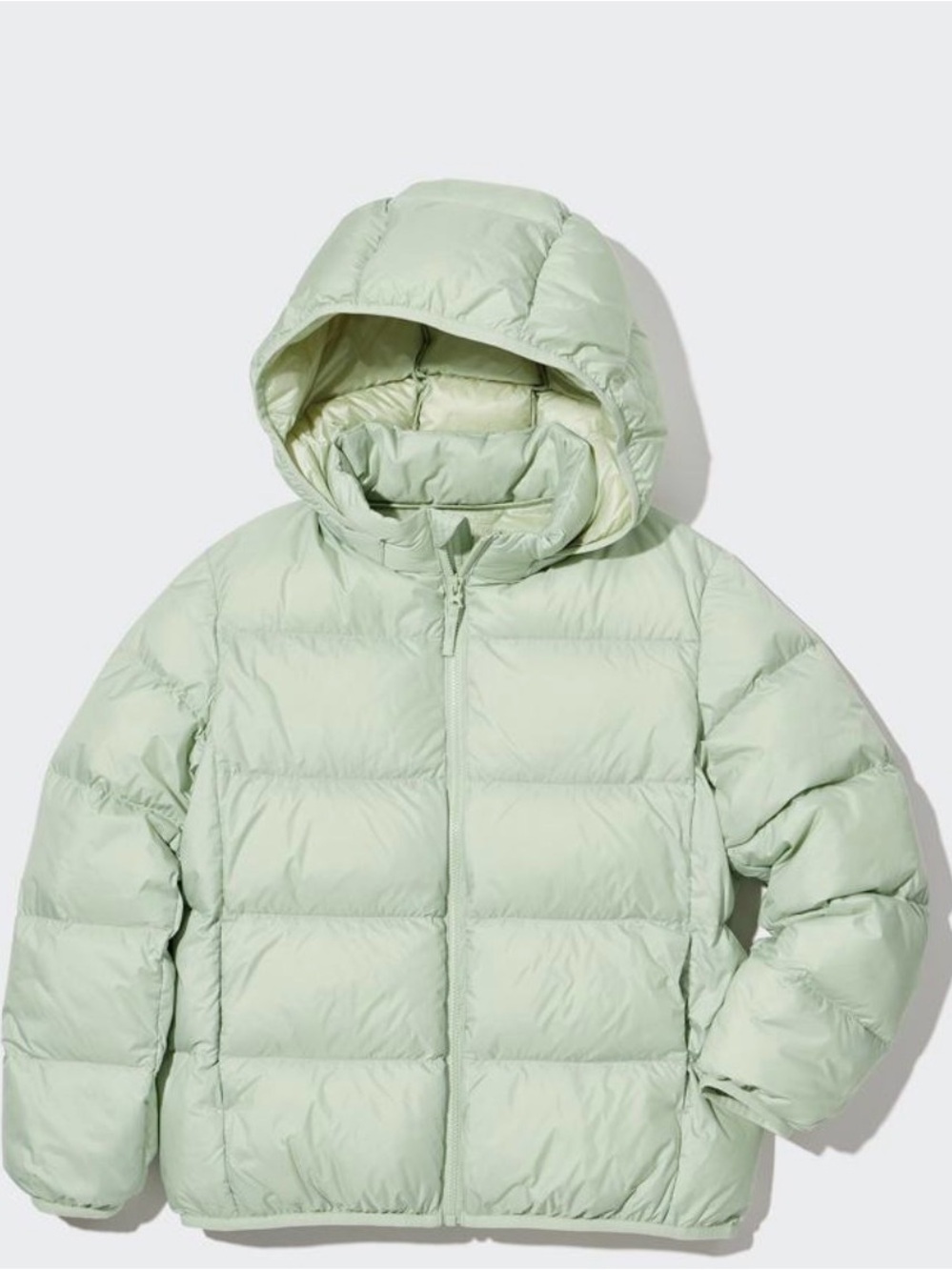 Kids Lightweight Puffer Jacket with Hood - Mint Green